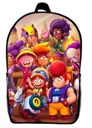 Рюкзак бравл старс детский (gear bag brawl stars mini 015) черный, 29 х 21 х 9 см