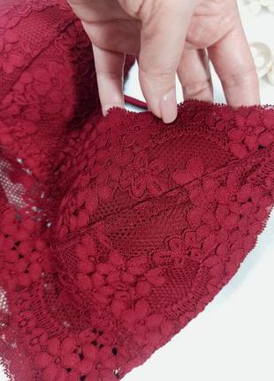 Розкішний бюстгальтер без кісточок мереживний бралетт бюстьє темно червоного кольору h&m