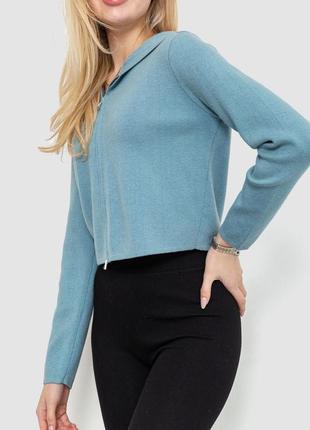 Кофта жіноча на блискавці з капюшоном, колір джинс4 фото