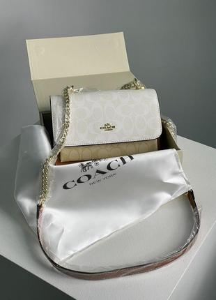 Сумка coach mini klare crossbody in signature canvas white cream