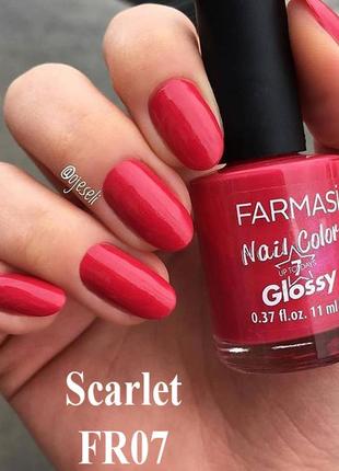 Набір 3 шт. лак для нігтів фармасі farmasi nude & glossy nail color персиковый, малиновий, червоний5 фото