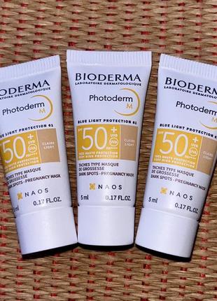 Солнцезащитный гель-крем bioderma photoderm m spf50+ против пигментных пятен с тональным эффектом светлый, france 🇫🇷