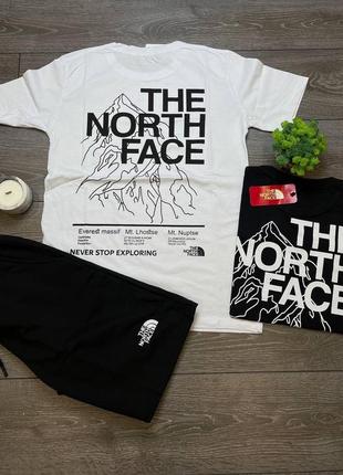 Мужской летний костюм комплект the north face шорты футболка tnf