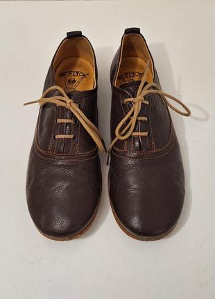 Мега зручні шкіряні туфлі fly london, коричневі, на шнурках, 38 розмір, преміум бренд2 фото
