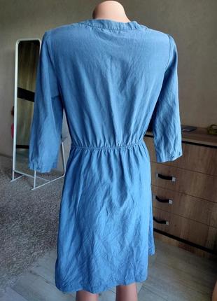 Синя шовкова сукня на спеку5 фото