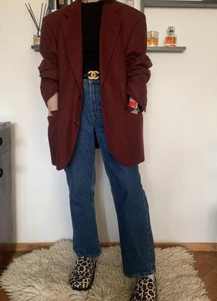 Бордовый кашемировый пиджак с мужского плеча