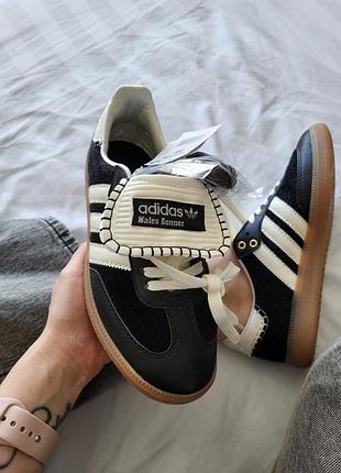 Кроссовки adidas samba x walles black white pony