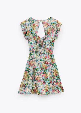 Атласна сатинова сукня в квітковий принт нова колекція zara платье сарафан атласное сатиновое новая коллекция4 фото
