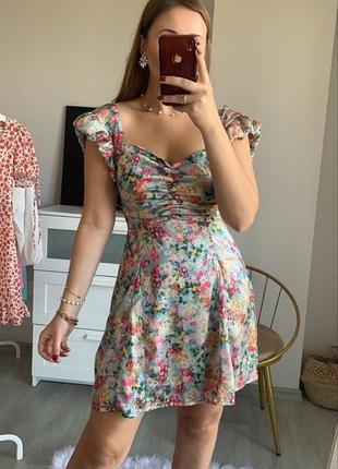 Атласна сатинова сукня в квітковий принт нова колекція zara платье сарафан атласное сатиновое новая коллекция2 фото