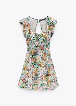 Атласна сатинова сукня в квітковий принт нова колекція zara платье сарафан атласное сатиновое новая коллекция3 фото