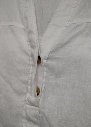 Сорочка короткий рукав блузка з чистого льону з v-подібним вирізом marks and spencer4 фото