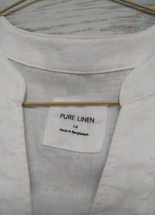 Сорочка короткий рукав блузка з чистого льону з v-подібним вирізом marks and spencer3 фото