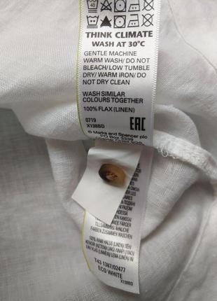 Сорочка короткий рукав блузка з чистого льону з v-подібним вирізом marks and spencer6 фото