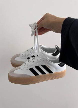 👟 кеди adidas samba white / black / gum sole premium      / наложка bs👟1 фото