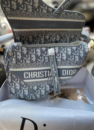 Стильна жіноча сумка сідло діор текстильна брендова сумка dior saddle premium жіноча сумочка крос боді3 фото