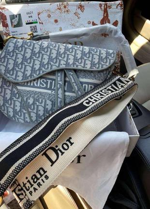 Стильна жіноча сумка сідло діор текстильна брендова сумка dior saddle premium жіноча сумочка крос боді2 фото