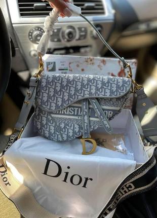 Стильна жіноча сумка сідло діор текстильна брендова сумка dior saddle premium жіноча сумочка крос боді4 фото