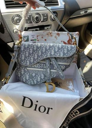 Стильная женская сумка седло диор текстильная брендовая сумка dior saddle premium женская сумочка кросс боди