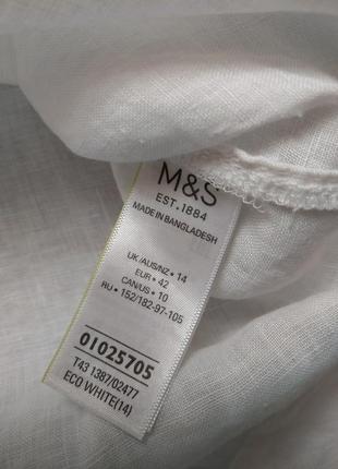 Сорочка короткий рукав блузка з чистого льону з v-подібним вирізом marks and spencer5 фото