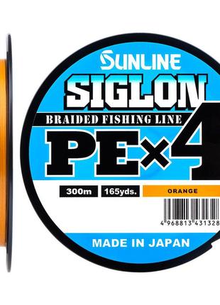 Шнур sunline siglon pe х4 300m (оранж.) #2.0/0.242 mm 35lb/15.5 kg