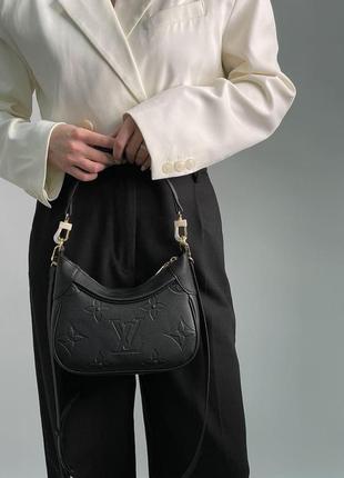 Багетна жіноча сумка луі віттон жіноча сумочка багет louis vuitton брендова чорна сумка з  довгим ремінцем9 фото