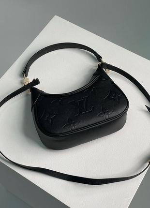 Багетна жіноча сумка луі віттон жіноча сумочка багет louis vuitton брендова чорна сумка з  довгим ремінцем7 фото
