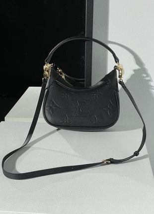Багетна жіноча сумка луі віттон жіноча сумочка багет louis vuitton брендова чорна сумка з  довгим ремінцем6 фото
