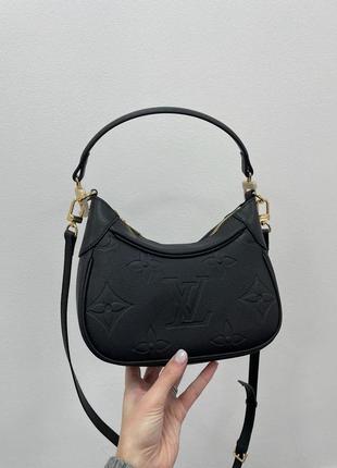 Багетна жіноча сумка луі віттон жіноча сумочка багет louis vuitton брендова чорна сумка з  довгим ремінцем2 фото