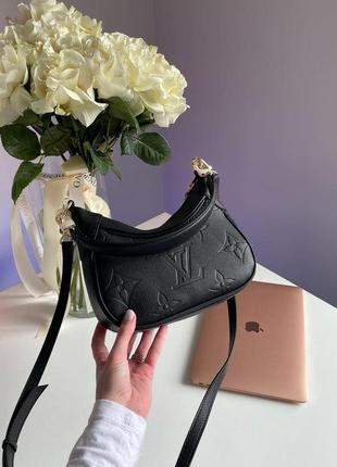 Багетна жіноча сумка луі віттон жіноча сумочка багет louis vuitton брендова чорна сумка з  довгим ремінцем4 фото