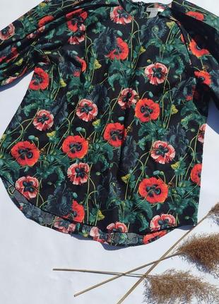 Яркая цветочная блуза коттон h&m6 фото
