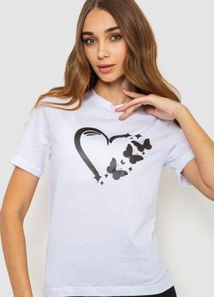 Жіноча футболка з принтом, колір білий, 241r123
