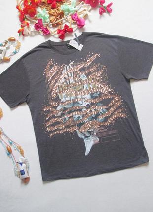 Мега классная футболка с принтом со страз river island 💜🌺💜3 фото
