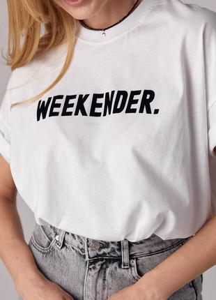 Oversize футболка з надписом weekender3 фото