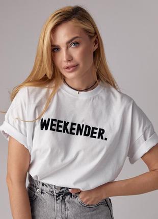 Oversize футболка з надписом weekender10 фото