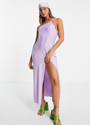 Атласное асимметричное платье