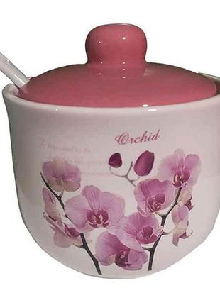 Цукорниця 350мл орхідея рожева з ложкою zfc045 op тм interos