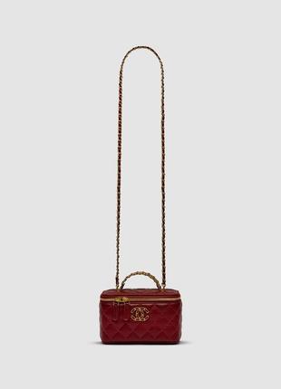 💎 chanel classic burgundy lambskin pearl crush vanity bag gold