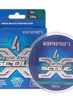 Шнур brain scout 4x 150m (camo green) 0.080mm 4.4kg