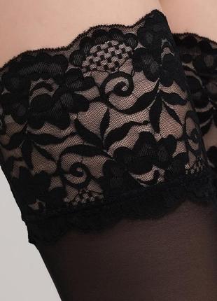 Женские чулки с широким кружевом черного цвета passion 20 (размер 1/2)6 фото