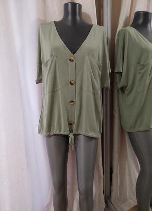 Комфортний із кишенями блузон, легкий жакет великого розміру