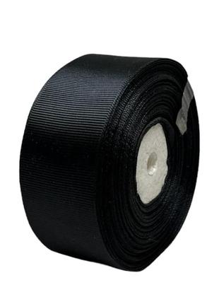 Репсовая лента 4 см, цвет-черный, метр, чорний