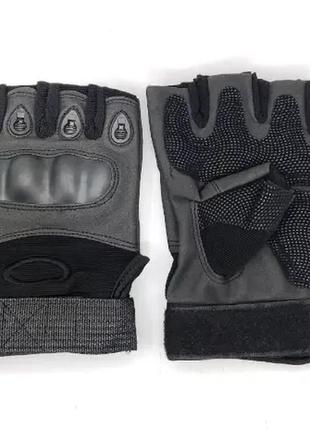 Перчатки тактические oakley беспалые (размер l, черные)3 фото