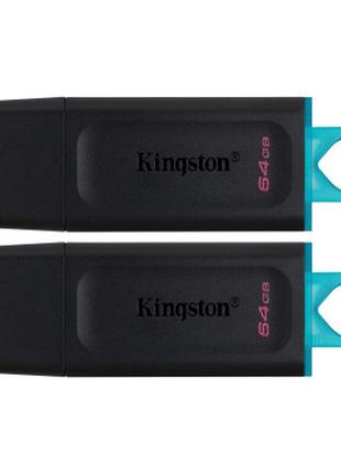 Usb флеш накопитель kingston 2x32gb dt exodia black+blue usb 3.2 (dtx/64gb-2p)