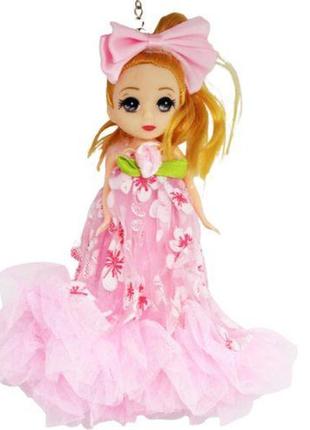 Кукла-брелок з бантом "роза", рожева