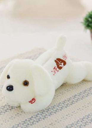 Мяка іграшка нічник собачка з підсвіткою 32 см біла