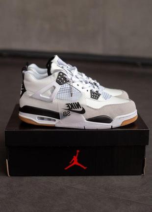 Мужские кроссовки nike air jordan 4 retro white black 42-43-44-45