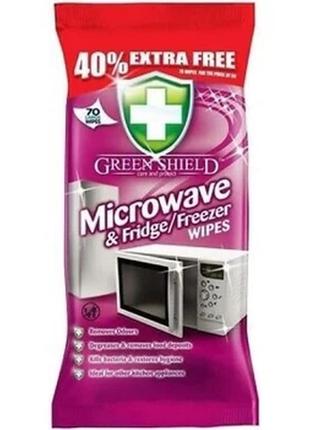 Салфетки для уборки кухонной техники green shield microwave&frige (70 штук) великобритания