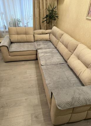 Накидки-дивандеки на кгловой диван, многофунциональные 3 полотна2 фото