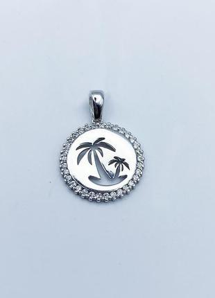 Кулон серебряный с кубическим цирконием "пальма" 1,57 г1 фото