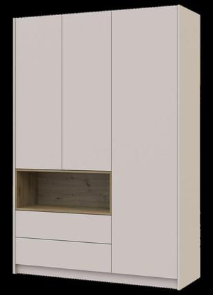 Шкаф для одежды с нишей doros дэйл кашемир/дуб артизан 3 дсп 150х52х220 (80737726)